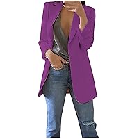 Women 2023 Fall Blazer Jackets Plus Size Long Sleeve Open Front Cardigan Jacket Work Office Solid Suit with Pockets