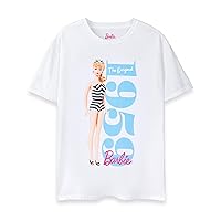 Barbie Womens T-Shirt | Ladies Short Sleeve Graphic Tee in White | The Original 1959 Doll Classic Logo Apparel Top
