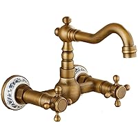 Faucet All Copper Antique Antique Kitchen Faucet Hot and Cold Washing Wall Type Swivel Pool European Bathtub Faucet