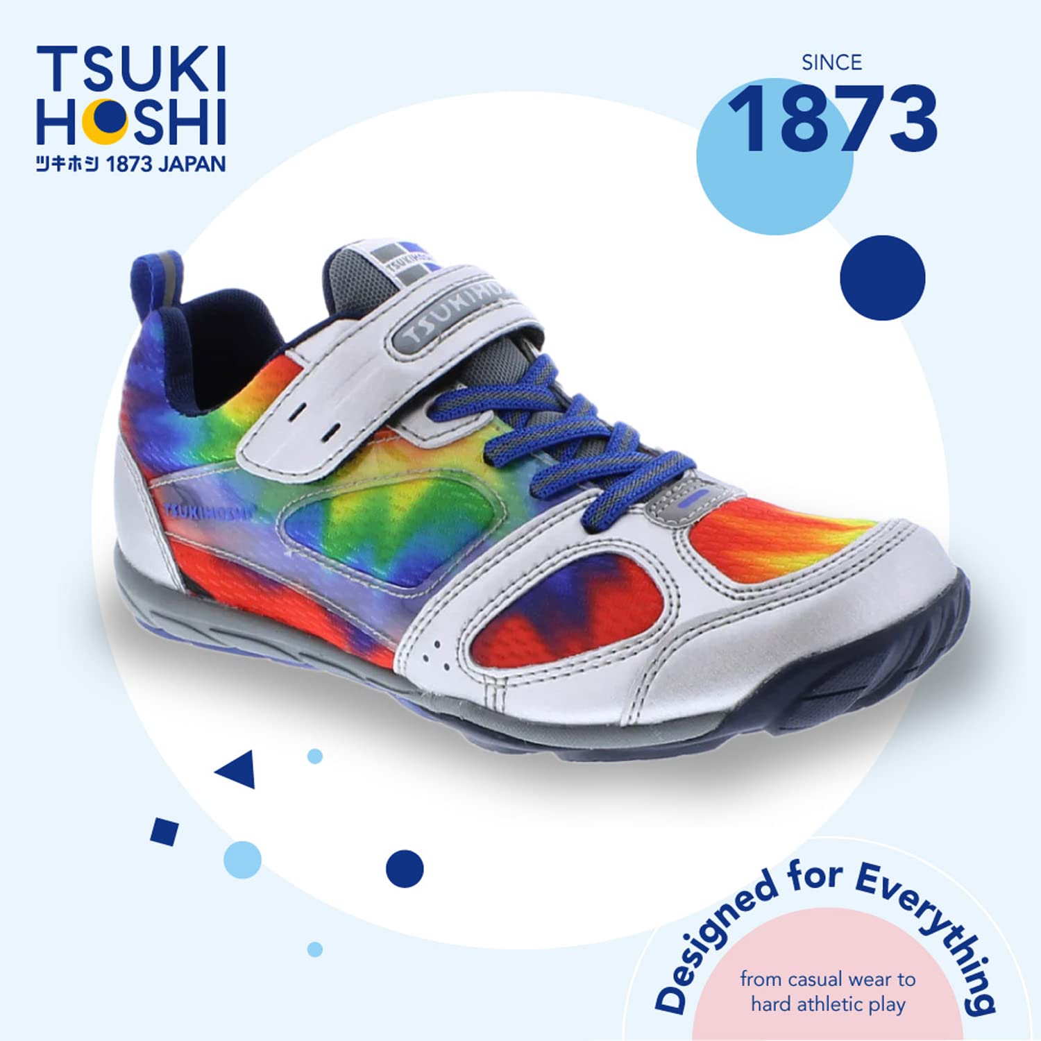 TSUKIHOSHI 4810 MAKO Strap-Closure Machine-Washable Youth Athletic and Running Shoe with Wide Toe Box and Slip-Resistant, Non-Marking Outsole