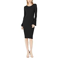 Bell-Sleeve Sweater Dress Black, X-Small