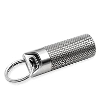 Small Pill Box, Titanium Pill Holder Waterproof & Lightweight, Keychain Pill Container for Emergency Pills, Pill Fob with Key-ring, Pocket Purse Pill Case for Outdoor Travel Camping