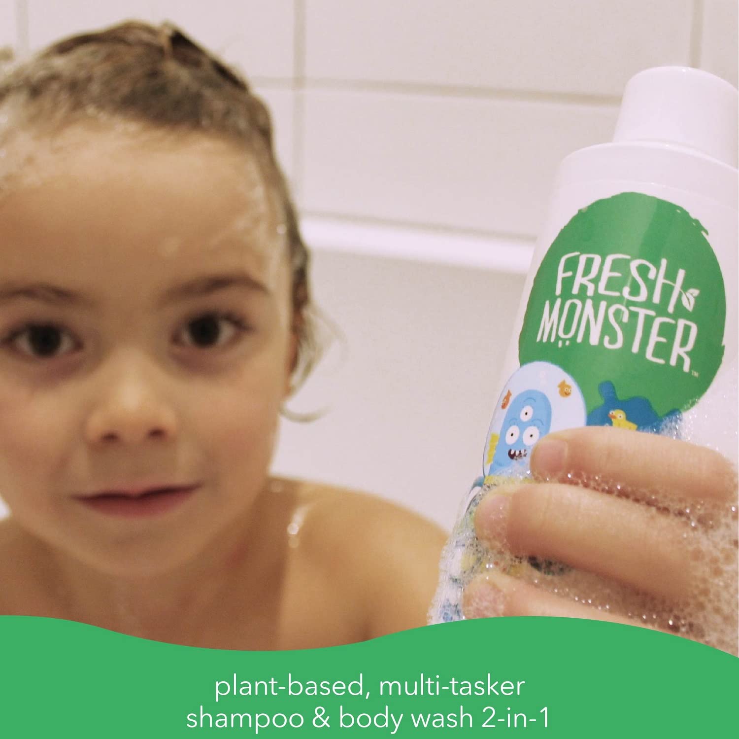 Fresh Monster 2-in-1 Kids Shampoo & Body Wash, Toxin-Free, Hypoallergenic, Natural Shampoo & Body Wash for Kids, Ocean Splash (2 Pack, 8.5oz/each)