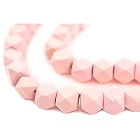 TheBeadChest Pink Cornerless Cube Wood Beads: 12mm Diamond Cut Natural Organic Beads for Jewelry Making
