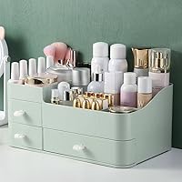 MIUOPUR Makeup Organizer for Vanity, Large Capacity Desk Organizer with Drawers for Cosmetics, Lipsticks, Jewelry, Nail Care, Skincare, Ideal for Bedroom and Bathroom Countertops - Large Green