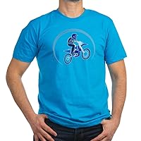 Men's Fitted T-Shirt (Dark) Motocross MX Flying Dirt Bike in Blue