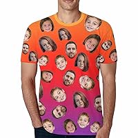 Custom Photo Tshirts for Men Multi Face Personalized Novelty Shirt Gift for Boyfriend Husband Dad 18 Colors