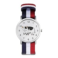 Funny Cow Moo Women's Watch with Braided Band Classic Quartz Strap Watch Fashion Wrist Watch for Men