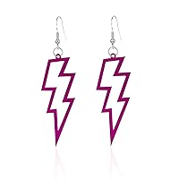80s Neon Earrings Halloween Lightning Bolt Earrings Retro Acrylic Drop Dangle for Women Girls 80's Party Holiday Halloween