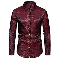 Mens Shirt Party Nightclub Stage Prom Shirts Casual Slim Fit Long Sleeve Blouse
