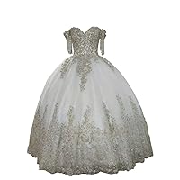 Sliver Embroidery Patterned Designer Off Shoulders Wedding Dresses for Bride Ball Gown Crystal 2024 Tulle