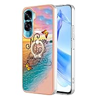 Compatible with Honor 90 Lite Case, TPU IMD Personalized Butterfly Gilded Border Slim Phone Case Scratch-Proof Shockproof Back Protective Cover with Ring Holder