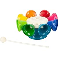 Small Foot 11694 Colorful Bell Rattle with Stand, 8 Pieces with Chopsticks and 8 Songs, Musical Instrument for Early Childhood Music Education Above 3 Years