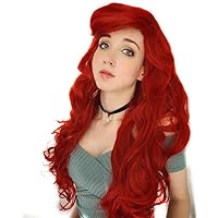 Mermaid Wig Long Red Curly Body Wave Wig Halloween Cosplay Costume Wigs for Women+Wig Cap