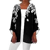 Light Jackets for Women Plus Size Tops for Women Dressy Cover Up Bed Jackets for Women Plus Size Summer Cardigans Shrugs for Women Beach Coverups Women Dress Cover Up Kimono Black Xxl