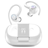 Headphones Wireless Earbuds Sport, Bluetooth 5.3 Ear Buds Over-Ear 3D Stereo Headset with Earhooks, 48H Wireless Earphones with HD Mic, IP7 Waterproof Earbud for Workout/Sports/Running White