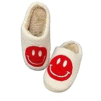 Smiley Face Slippers Smiley Slippers for Women Indoor and Outdoor Smiley Face Slippers for Women House Shoes Soft Slippers for Women and Men (red,6.5)