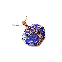 Lapis Lazuli Gemstone Necklace, Copper Wire Wrapped Jewelry, Tree of Life Gemstone Jewellery DR-1262
