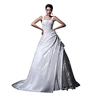 Ivory A Line Lace Applique Wedding Dress With Ruching And Dropped Waist