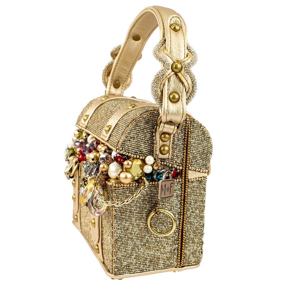 Mary Frances Secret Top Handle Treasure Chest Handbag, Gold