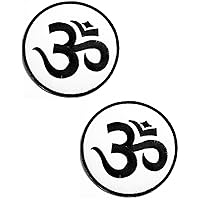 Kleenplus 2pcs. Black White Circle Zen Buddhism Ohm Sign Embroidered Patch Fabric Sticker Iron On Sew On Souvenir Gift Patches Logo Clothe Jeans Jackets Hats Backpacks Shirts Accessories