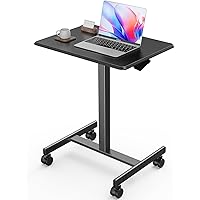 edx Mobile Small Stading Desk - Sit Stand Desk, Portable Rolling Laptop Desk with Lockable Wheels, Computer Workstations, Adjustable Height, Black