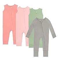 Pack of 4,Baby Girls' 2-Way Zip Footless Sleep and Play Pjamas 3-6 Months