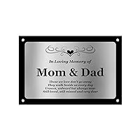 Beautifully Engraved Mom & Dad Memorial Plaque - Indoor and Outdoor Use (Silver)