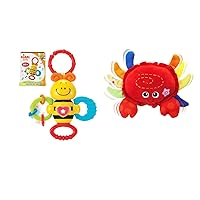 KiddoLab Sensory Delight Bundle: Twist & Rattle Musical Bee with Teething Ring & Interactive Plush Crab - Developmental Toys for Babies 3 Months & Up.