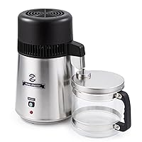 CO-Z Water Distiller 4L Distilled Water Maker with Glass Pot, Brushed 304 Stainless Steel Home Countertop Distiller Water Machine, Distilling Water Purifier Distillers to Make Clean Water