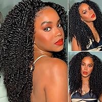 Kinky Curly 13X4 Lace Front Wigs Human Hair for Women Afro Kinky Curly Lace Frontal Free Part Wig Natural Black Glueless Wigs Pre Plucked with Baby Hair 150% Density 20 Inch