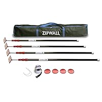 ZP4 ZipPole 10 Foot Spring Barrier (Pack of 4) Loaded Poles for Dust Barriers, 4 Pack, Black