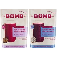 The Bomb Co. Blender Bomb, Get up & Goji & Coconut Kick, High Fiber Smoothie Supplement With Superfoods & Amino Acids for Temperament Support, Smoothie Mix With Hemp, Flax and Chia Seeds, 20 Servings