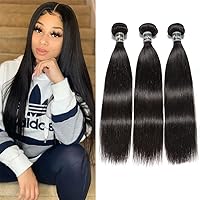 Hair Straight Bundles 9A Grade 22 24 26 inches 100% Unprocessed Virgin Straight Human Hair 3 Bundles 1B Color Double Wefts Hair Extensions for Women