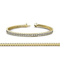 Natural Diamond Princess Cut Tennis Bracelet (SI1-SI2, G-H) 4.76 ctw 14K Yellow Gold
