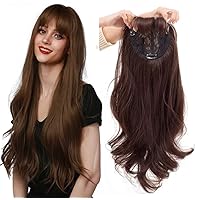 Long Wavy Synthetic Hair Topper with Bangs 22