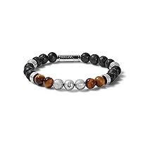 Jewelry Men's Classic Beaded Bracelet with Cylinder Clasp