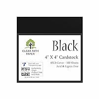 Black Cardstock - 4 x 4 inch - 65Lb Cover - 100 Sheets - Clear Path Paper