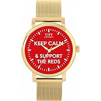 Football Fans Keep Calm and Support The Reds Ladies Watch 38mm Case 3atm Water Resistant Custom Designed Quartz Movement Luxury Fashionable
