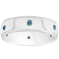 P3 POMPEII3 Mens Blue Diamond Wedding Ring 10K White Gold
