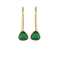 Emerald Gemstone Earring Gold Plated Hook Earring Wholesale Earring Jewelry Dangle Drop Earring Stylish Handmade Earring Pairs.