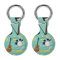 Guitar Musical Instrument Airtag Holder Case Silicone Airtag Case with Keychain GPS Item Finders Accessories Airtag Tracker Cover 2PCS