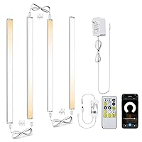 4 PCS Aluminum Alloy 12in Smart Under Cabinet Lights Double White 2700K-6500K CCT Kit, Work with Alexa and Google Assistant, App and Remote Control, Timer