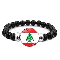 Lebanon Flag Beaded Bracelet Women'S - Time Gem Creative Beaded Bracelet All-Match Flag Bracelet Hand Novelty Handm