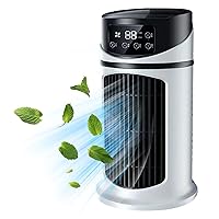 Portable Air Conditioners, 9.5'' Tall Small Tower Fan 6 Speeds Portable AC with 300ML Water Tank Evaporative Air Cooler 6H Timer Bladeless Fan Quiet Misting Fan for Office