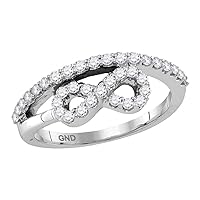 TheDiamond Deal10kt White Gold Womens Round Diamond Woven Infinity Band Ring 1/2 Cttw