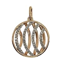 14K Rose Gold Fashion Round Diamond Disc Pendant (Chain NOT included)