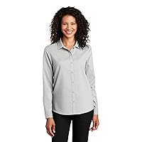Port Authority Ladies Long Sleeve Performance Staff Shirt LW401 XXL Silver