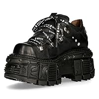 New Rock M-TANK120N Men's Black 100% Leather Goth Platform Punk Metal Ankle Boots