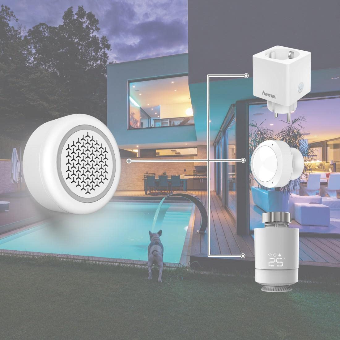 Hama Alarmsirene innen mit WLAN und App (Alarmanlage mit Blinklicht, Smart Home Alarm funktioniert ohne Hub/Gateway, für Steckdose, smarter Alarm mit 97,4 dB und 10 Klingeltönen) weiß